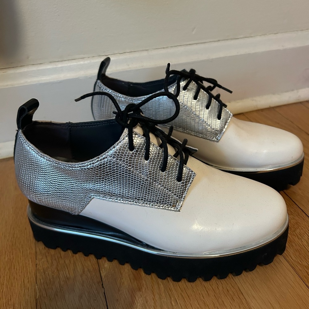 United Nude Silver and White Platform Shoes
